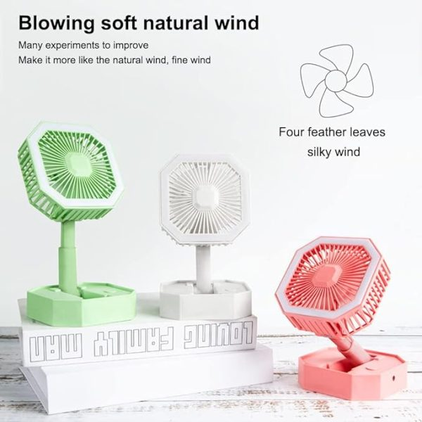 Portable Folding Fan | Desktop Fan Retractable Adjustable Table Cooling Plastic 